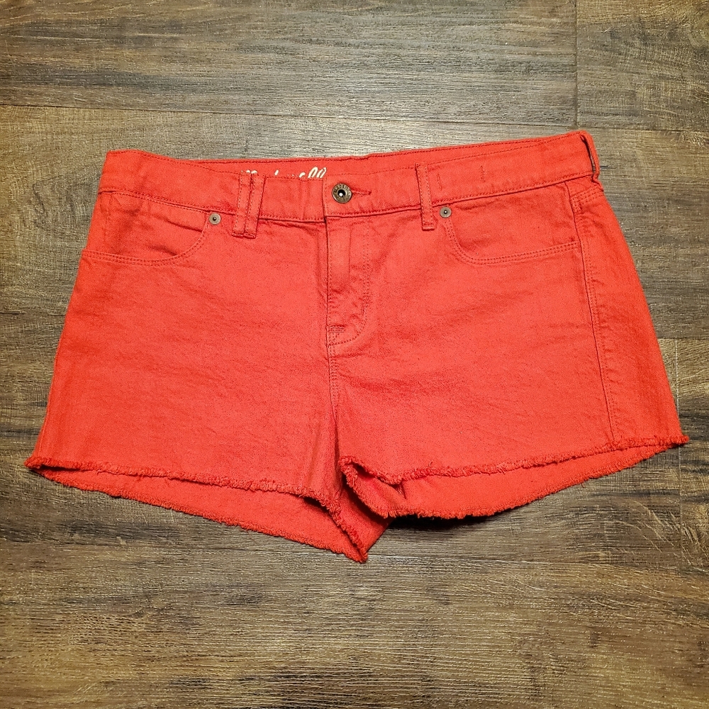 Madewell 29 Shorts Cutoff Frayed Hem Orange Red